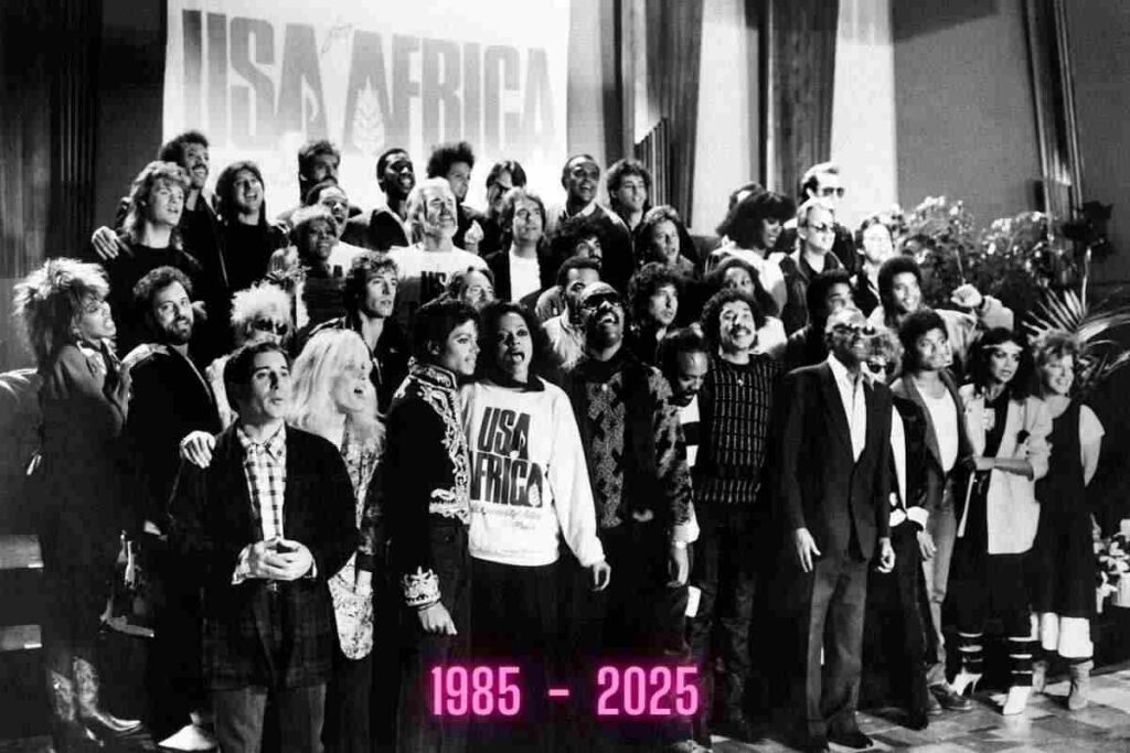 "28 gennaio 1985: La notte che cambiò la storia della musica". "Quando la musica unì il mondo: We Are the World e la sua nascita". "La notte della solidarietà musicale: Come nacque We Are the World". "Quincy Jones, Jackson e Richie: La genesi di We Are the World".